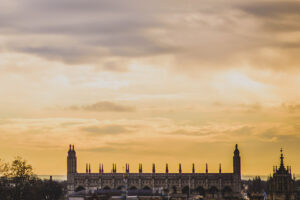 View of Kings College, Cambridge from Castle Hill